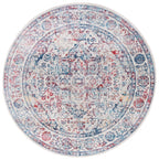 Safavieh Brentwood Collection Area Rug - 3' Round, Ivory & Blue, Medallion Distressed Design, Non-Shedding & Easy Care, Ideal Fo