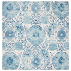SAFAVIEH Madison Collection Area Rug - 10' Square, Cream & Turquoise, Boho Chic Glam Paisley Design, Non-Shedding & Easy Care, I