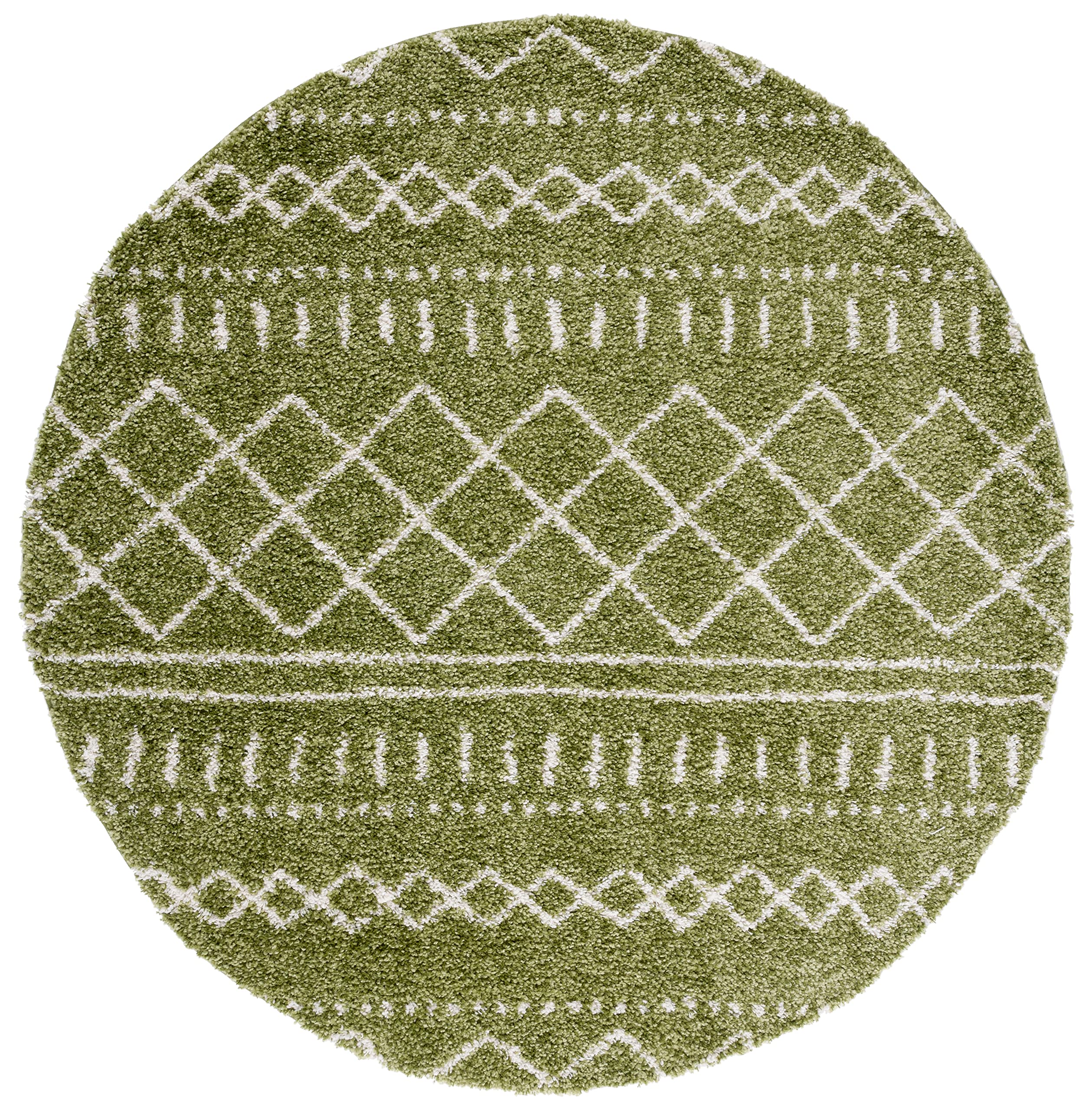 Safavieh Arizona Shag Collection 67 Round Green/Ivory ASG741X Moroccan Non-Shedding Entryway Foyer Living Room Bedroom Kitchen 