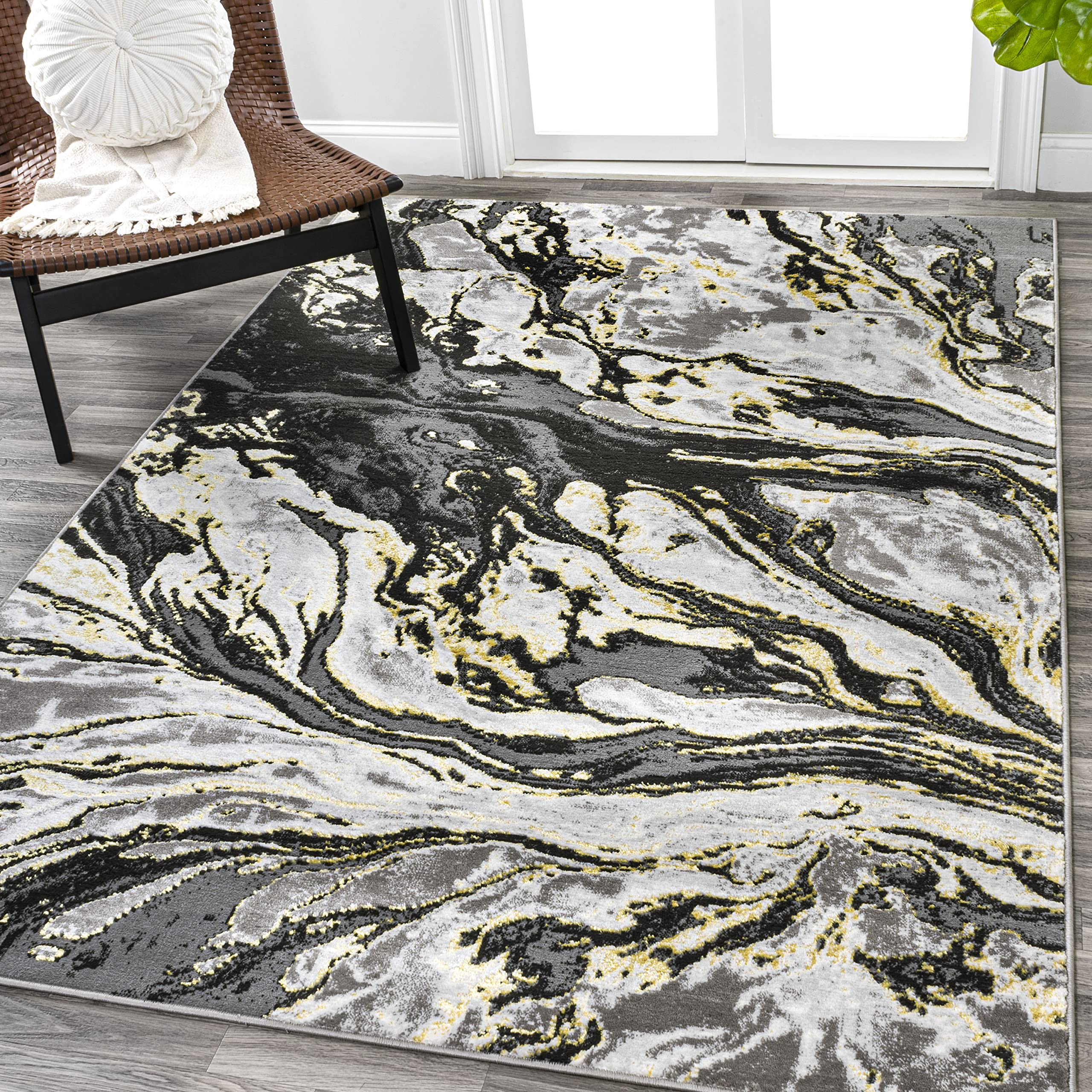 JONATHAN Y SOR203D-3 Swirl Marbled Abstract Indoor Area-Rug, Casual, Contemporary, Transitional Easy-Cleaning,Bedroom,Kitchen,Li