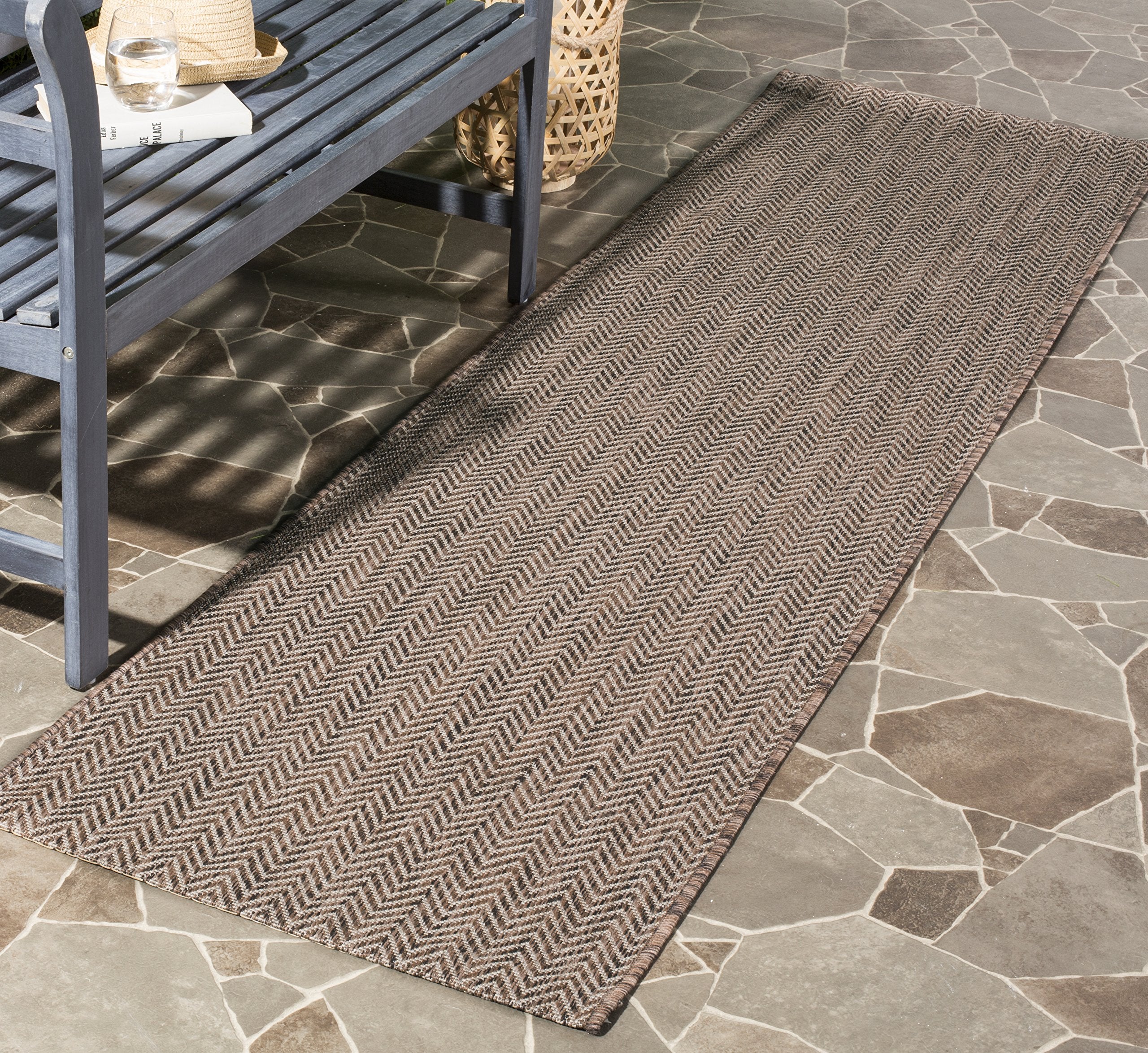 SAFAVIEH Courtyard Collection 2'3'' x 10' Brown / Beige CY8022 Indoor/ Outside Waterproof Easy cleansingPatio Backyard Mudroom R