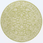 Jonathan Y Smb100D-5R Tela Bohemian Textured Weave Floral Indoor Outdoor Area-Rug, Coastal, Traditional, Transitional Easy-Cleaning,Bedroom,Kitchen,Backyard,Patio,Non Shedding, Green/Cream, 5' Round