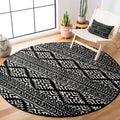 SAFAVIEH Tulum Collection 67 Round Black/Ivory TUL272Z Moroccan Boho Tribal Non-Shedding Dining Room Entryway Foyer Living Room