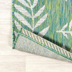 Jonathan Y Smb119G-5Sq Nevis Palm Frond Indoor Outdoor Area Rug, Coastal Casual Country & Floral Easy Cleaning,Bedroom,Kitchen,Backyard,Patio,Non Shedding, Cream/Green, 5' Square