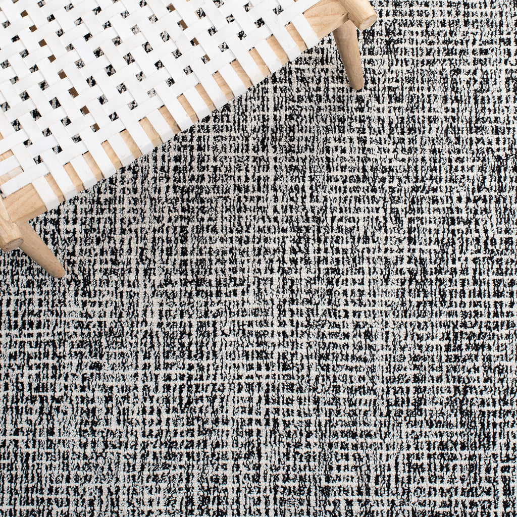 Safavieh Abstract Collection Area Rug - 6' Square, Black & Ivory, Handmade Wool, Ideal For High Traffic Areas In Living Room, Be