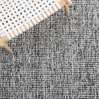 Safavieh Abstract Collection Area Rug - 6' Square, Black & Ivory, Handmade Wool, Ideal For High Traffic Areas In Living Room, Be