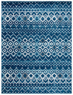 Safavieh Amsterdam Collection X-Large Area Rug - 11' X 15', Navy & Beige, Moroccan Boho Design, Non-Shedding & Easy Care, Ideal