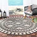 Safavieh Veranda Collection 6'7' Round Ivory/Grey Ver099 Boho Indoor/ Outdoor Non-Shedding Easy Cleaning Patio Backyard Porch D