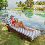 Arkwright California Chaise Lounge Cover - Pack Of 2 - Striped Soft Cotton Cabana Towel With Pocket Holder For Beach Pool Outdoor Chair, 30 X 85 In., Grey