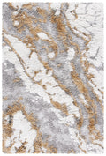 SAFAVIEH Horizon Shag Collection Accent Rug - 2 x 3, Grey & Gold, Non-Shedding & Easy Care, 2.6-inch Thick Ideal for High Traf