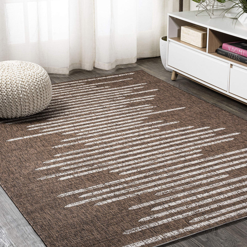 Jonathan Y Smb124B-3 Zolak Berber Stripe Geometric Indoor Outdoor Area-Rug Bohemian Contemporary Easy-Cleaning Bedroom Kitchen Backyard Patio Non Shedding, 3 X 5, Brown/Beige