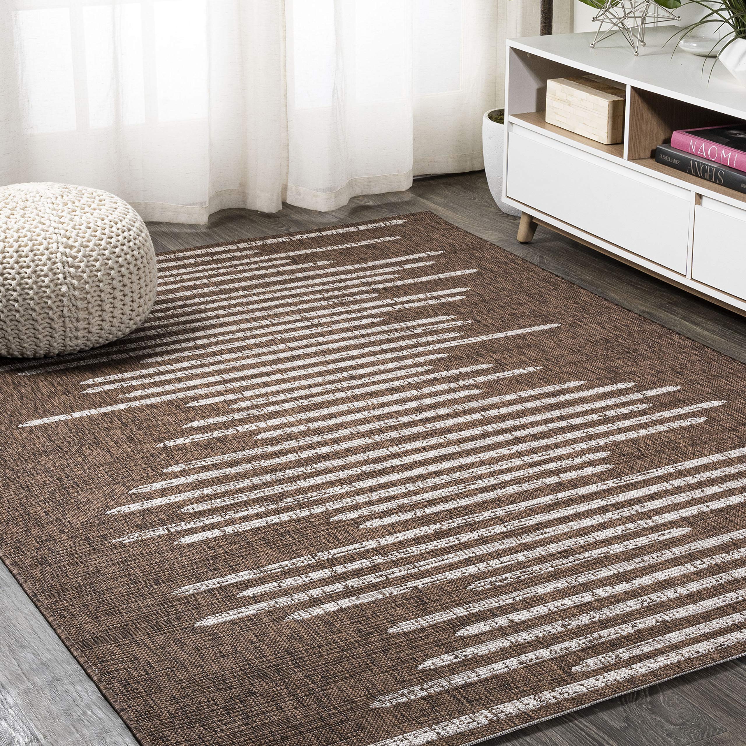 Jonathan Y Smb124B-3 Zolak Berber Stripe Geometric Indoor Outdoor Area-Rug Bohemian Contemporary Easy-Cleaning Bedroom Kitchen Backyard Patio Non Shedding, 3 X 5, Brown/Beige