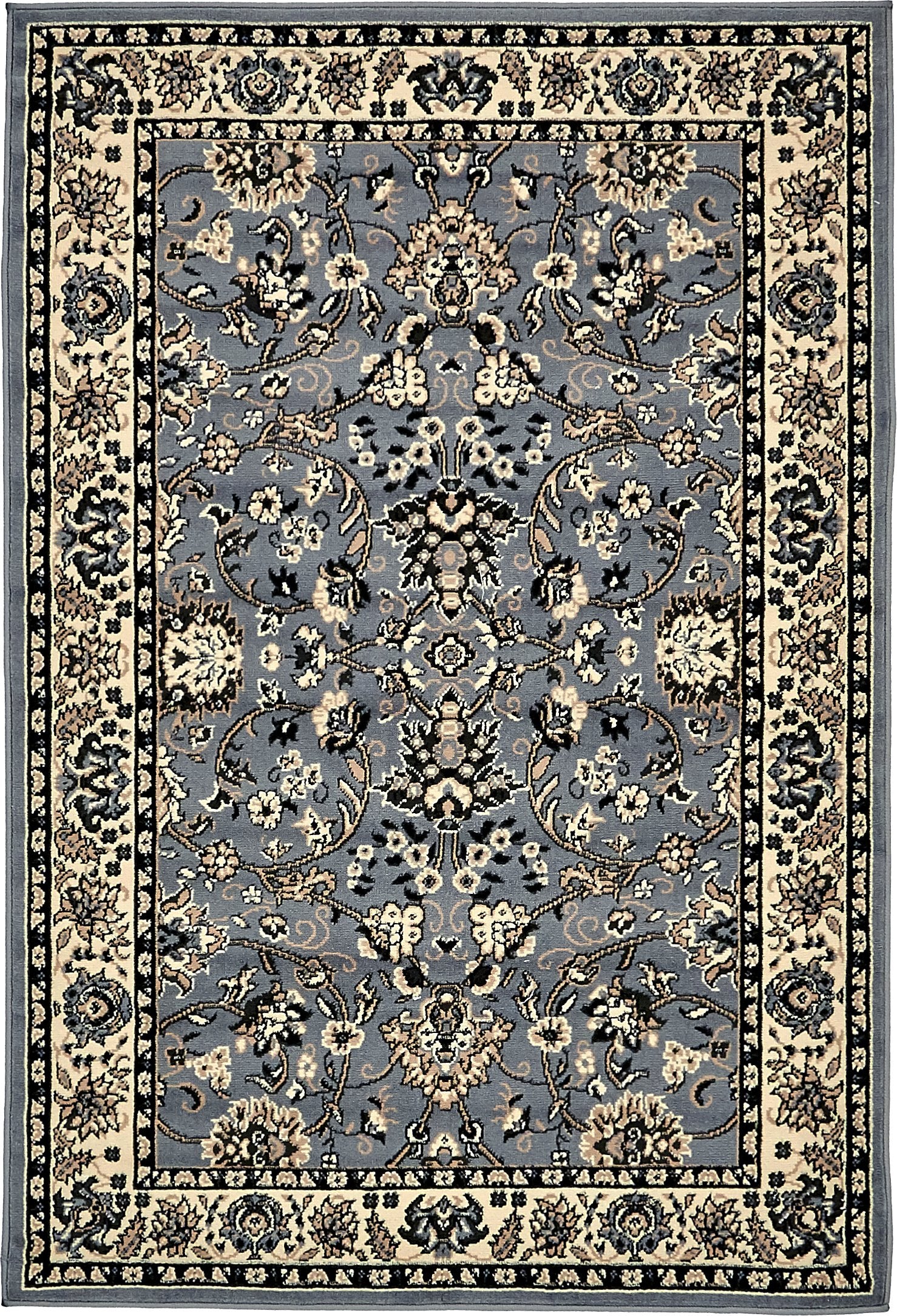 Unique Loom Sialk Hill Collection Area Rug - Washington (4 1 x 6 1 Rectangle Gray/Black)