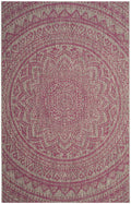 Safavieh Courtyard Collection 96' X 132' Light Grey/Fuchsia Cy8734 Indoor/ Outdoor Waterproof Easy Cleaning Patio Backyard Mudroom Area Rug