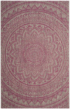 Safavieh Courtyard Collection 4' X 5'7' Light Grey/Fuchsia Cy8734 Indoor/ Outdoor Waterproof Easy Cleaning Patio Backyard Mudroom Accent Rug