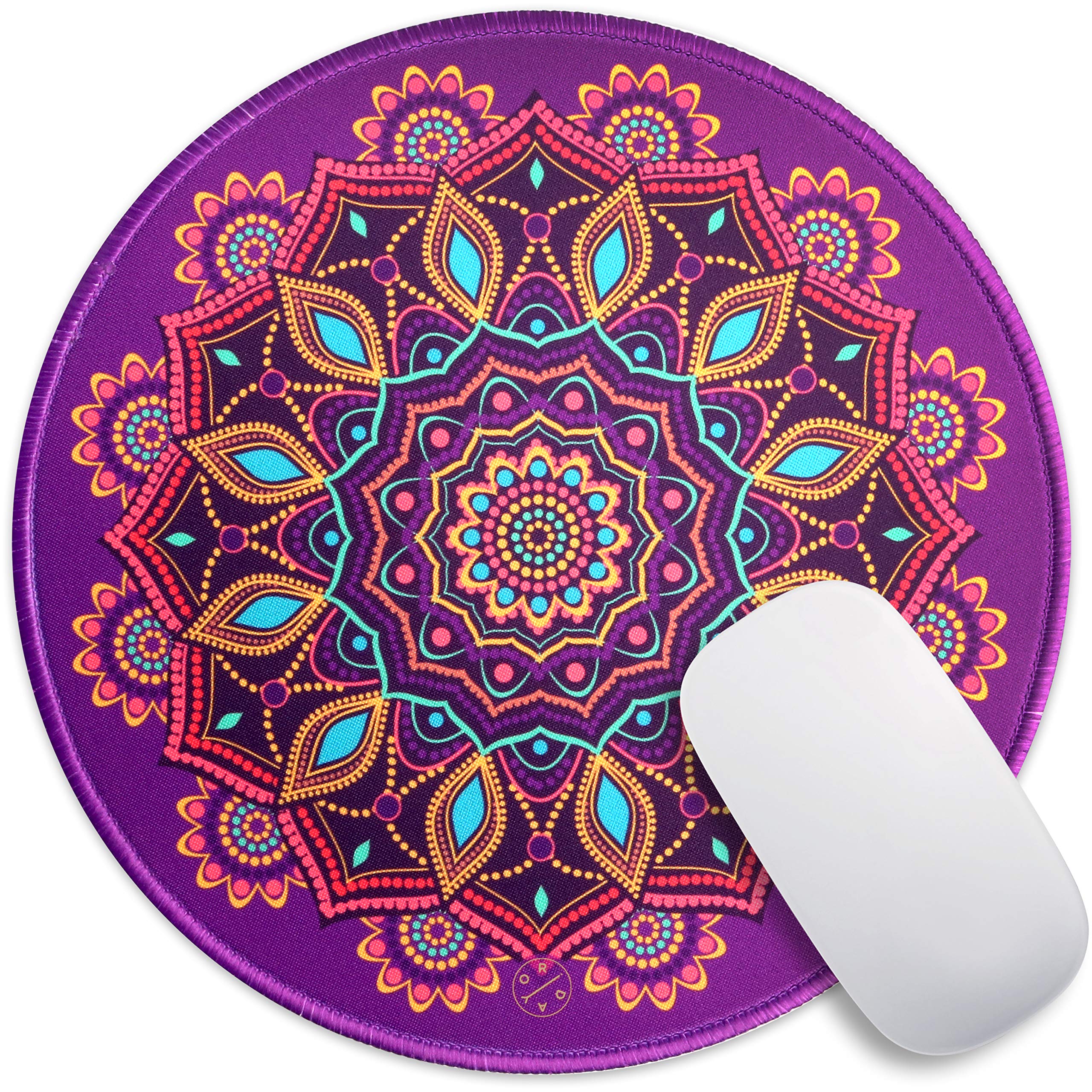 Oriday Customized Round Gaming Mouse Pad, Aesthetic, Stylish Circular Mousepad With Stitched Edge For Desk, Work, Home Office De