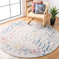 SAFAVIEH Tulum Collection 3 Round Ivory/Blue TUL270C Moroccan Boho Distressed Non-Shedding Living Room Bedroom Area Rug