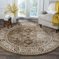SAFAVIEH Vintage Hamadan Collection Area Rug - 67 Round, Taupe, Oriental Traditional Persian Design, Non-Shedding & Easy Care, 