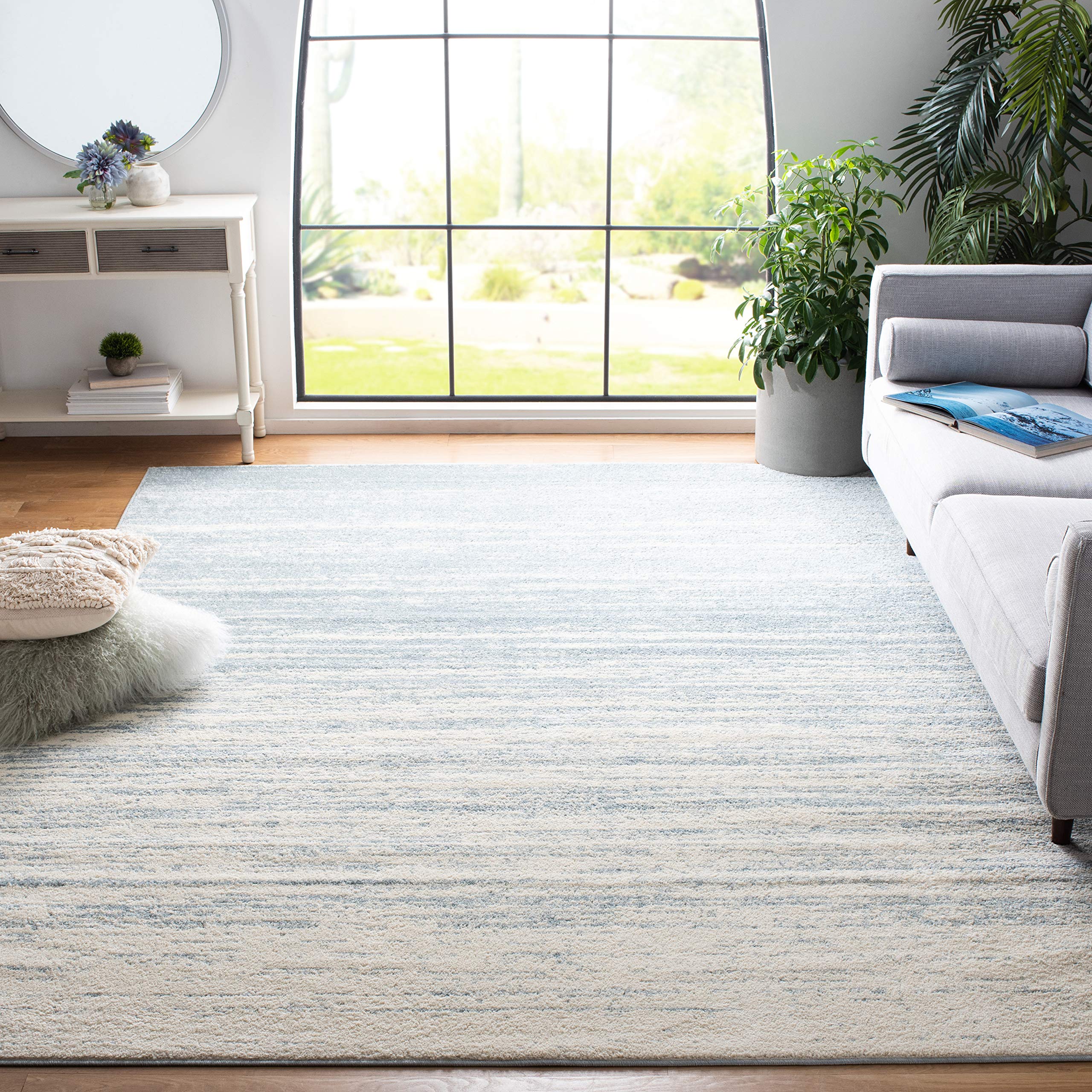 SAFAVIEH Adirondack Collection 9 Square Slate / Cream ADR113T Modern Ombre Non-Shedding Living Room Bedroom Dining Home Office 
