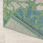 Jonathan Y Smb110D-5R Zinnia Modern Floral Textured Weave Indoor Outdoor Area Rug, Country Coastal Contemporary Easy Cleaning,Bedroom,Kitchen,Backyard,Patio,Non Shedding, Cream/Green, 5' Round