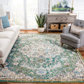 SAFAVIEH Madison Collection 67 Square Green / Turquoise MAD447Y Boho Chic Medallion Distressed Non-Shedding Living Room Bedroom