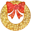Best Choice Products 36in Pre-Lit Outdoor Christmas Wreath Decoration, LED Metal Holiday Decor for Home w/ 120 Lights, Bow - Gol