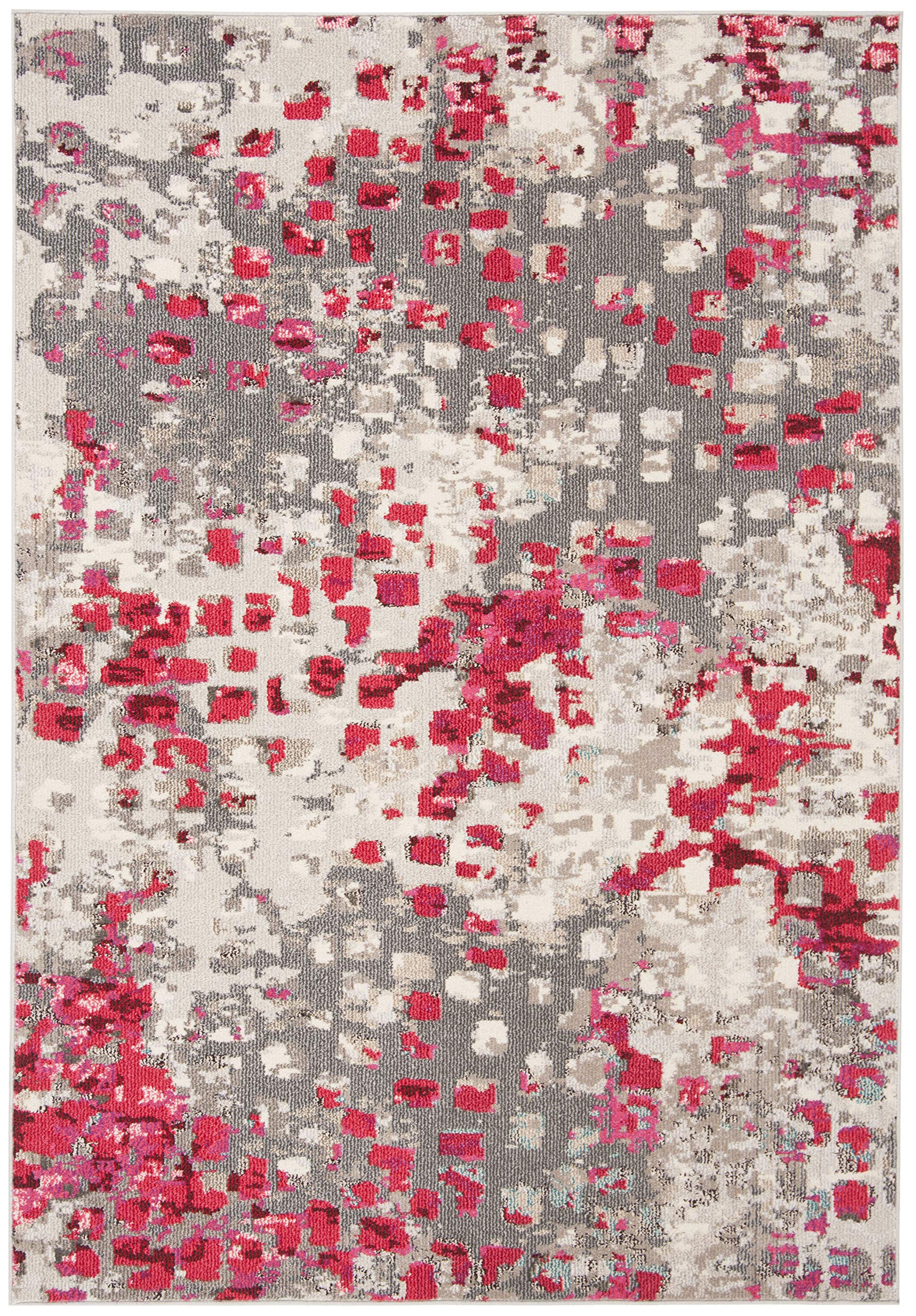 SAFAVIEH Madison Collection Accent Rug - 22 x 4, Grey & Red, Boho Abstract Distressed Design, Non-Shedding & Easy Care, Ideal 