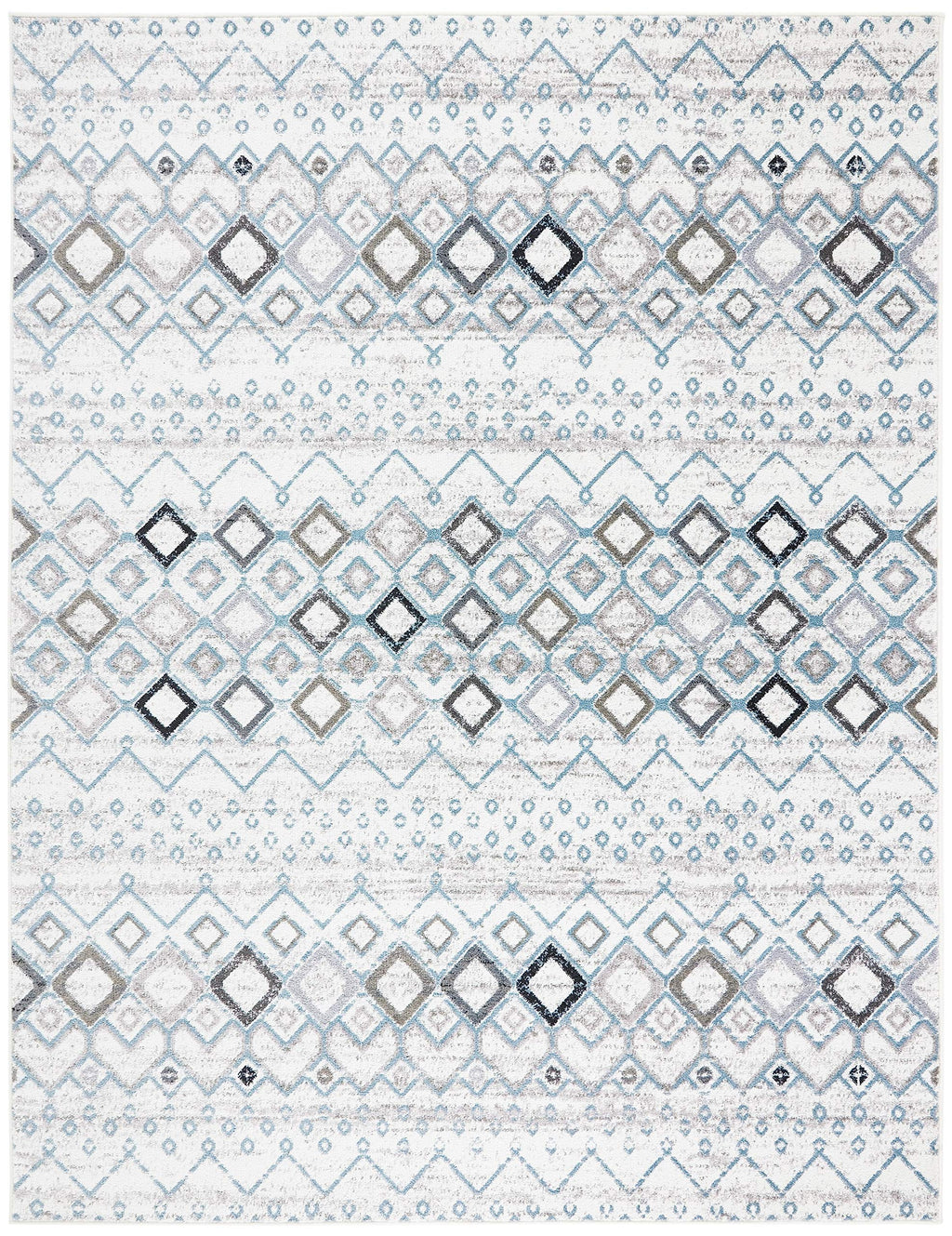 Safavieh Amsterdam Collection X-Large Area Rug - 12' X 18', Ivory & Grey, Moroccan Boho Design, Non-Shedding & Easy Care, Ideal