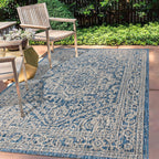 Jonathan Y Smb101B-3 Sinjuri Medallion Textured Weave Indoor/Outdoor Navy/Gray 3 Ft. X 5 Ft. Area-Rug, Coastal,Easy-Cleaning,Forhightraffic,Kitchen,Livingroom,Backyard, Non Shedding