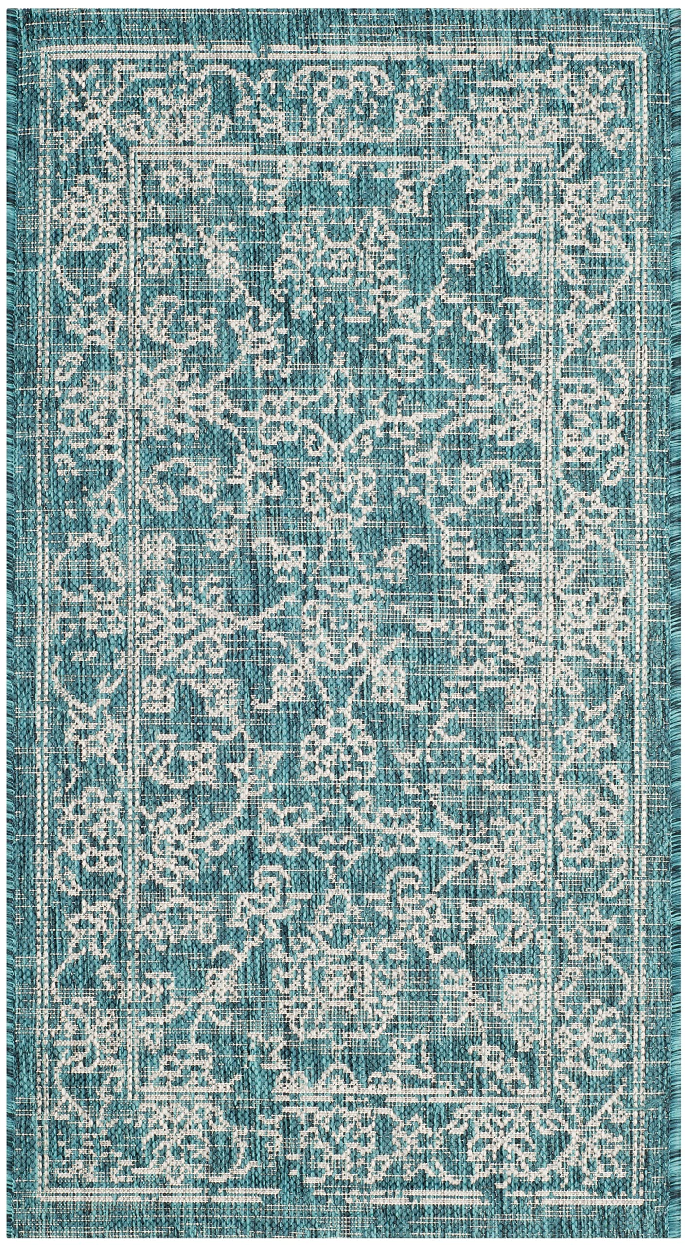 Safavieh Courtyard Collection 2' X 3'7' Turquoise Cy8680 Indoor/ Outdoor Waterproof Easy Cleaning Patio Backyard Mudroom Accent Rug