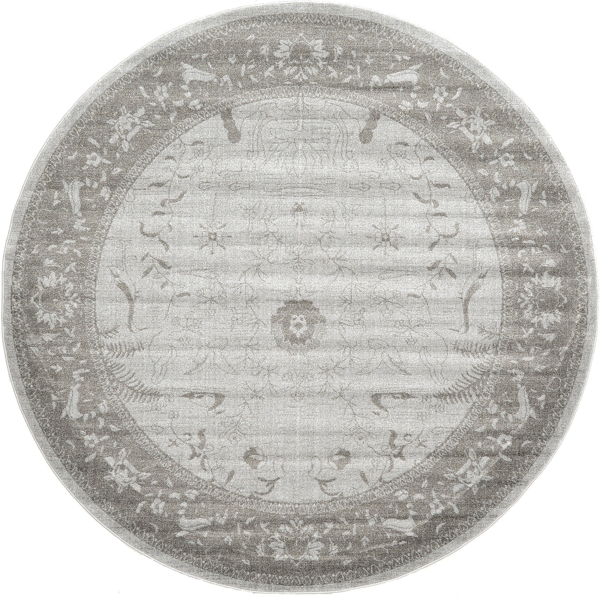 Unique Loom La Jolla Collection Farmhouse, Contemporary, Botanical, Traditional, Vintage Area Rug, 8 0 x 8 0, Light Gray/Dark 