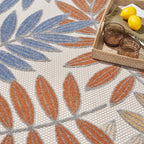 Nourison Aloha Indoor/Outdoor Blue Mocha 7’10” X Round Area Rug, Easy Cleaning, Non Shedding, Bed Room, Living Room, Dining Room, Backyard, Deck, Patio (8 Round)
