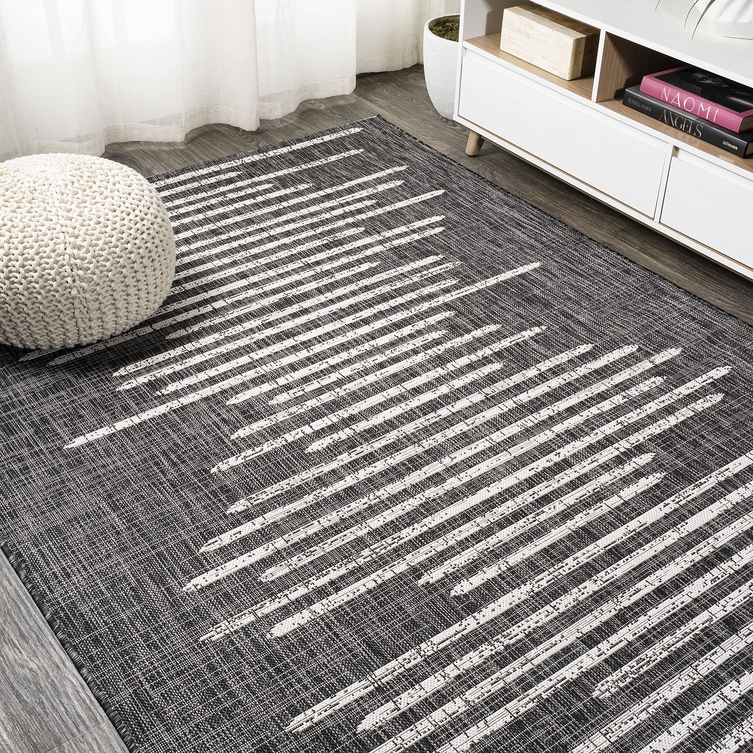 Jonathan Y Smb124E-8 Zolak Berber Stripe Geometric Indoor Outdoor Area Rug Bohemian Contemporary Easy Cleaning Bedroom Kitchen B