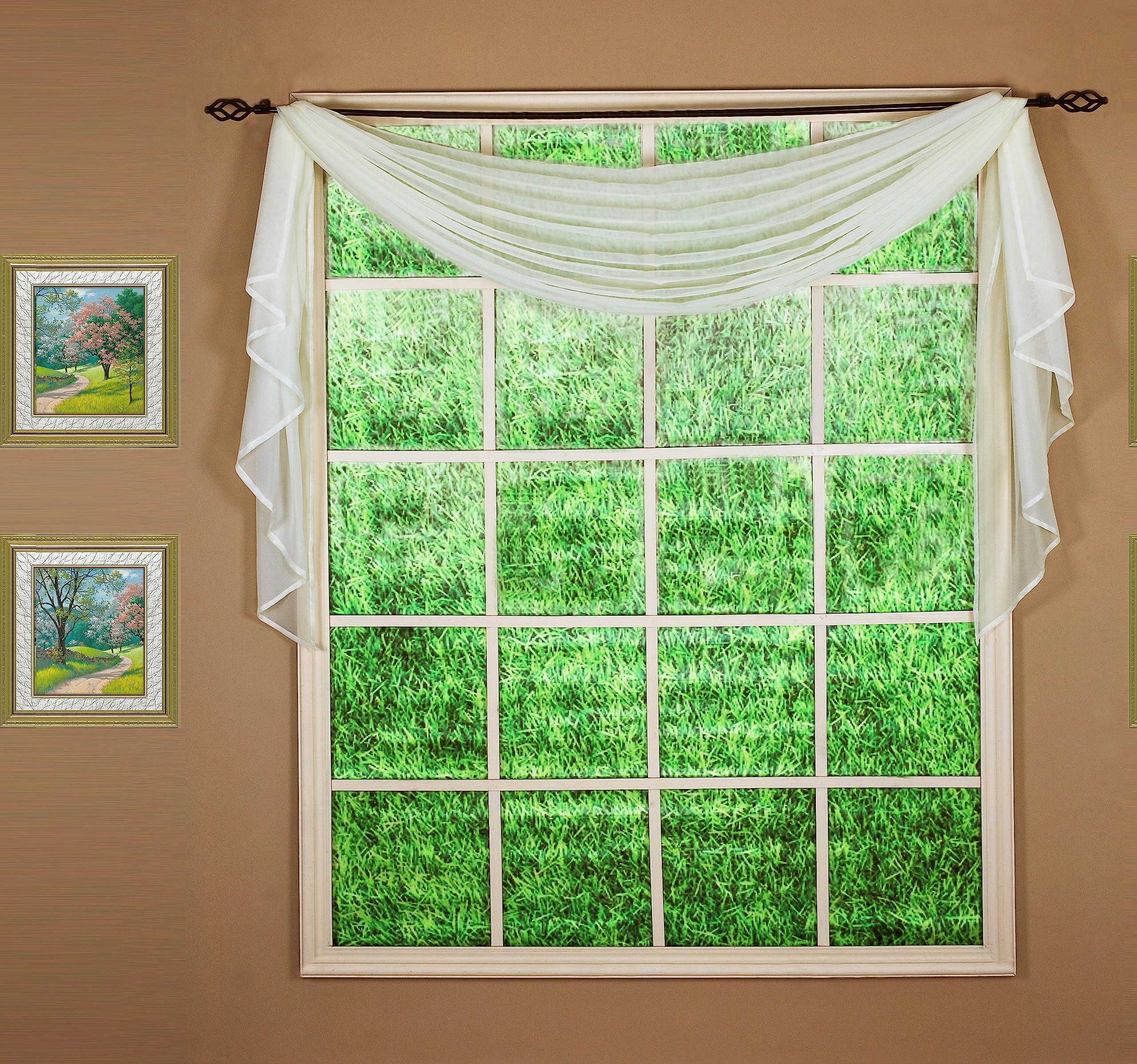 Today'S Curtain Emelia Original Voile Scarf 144', Ecru, 45' W X 144' L