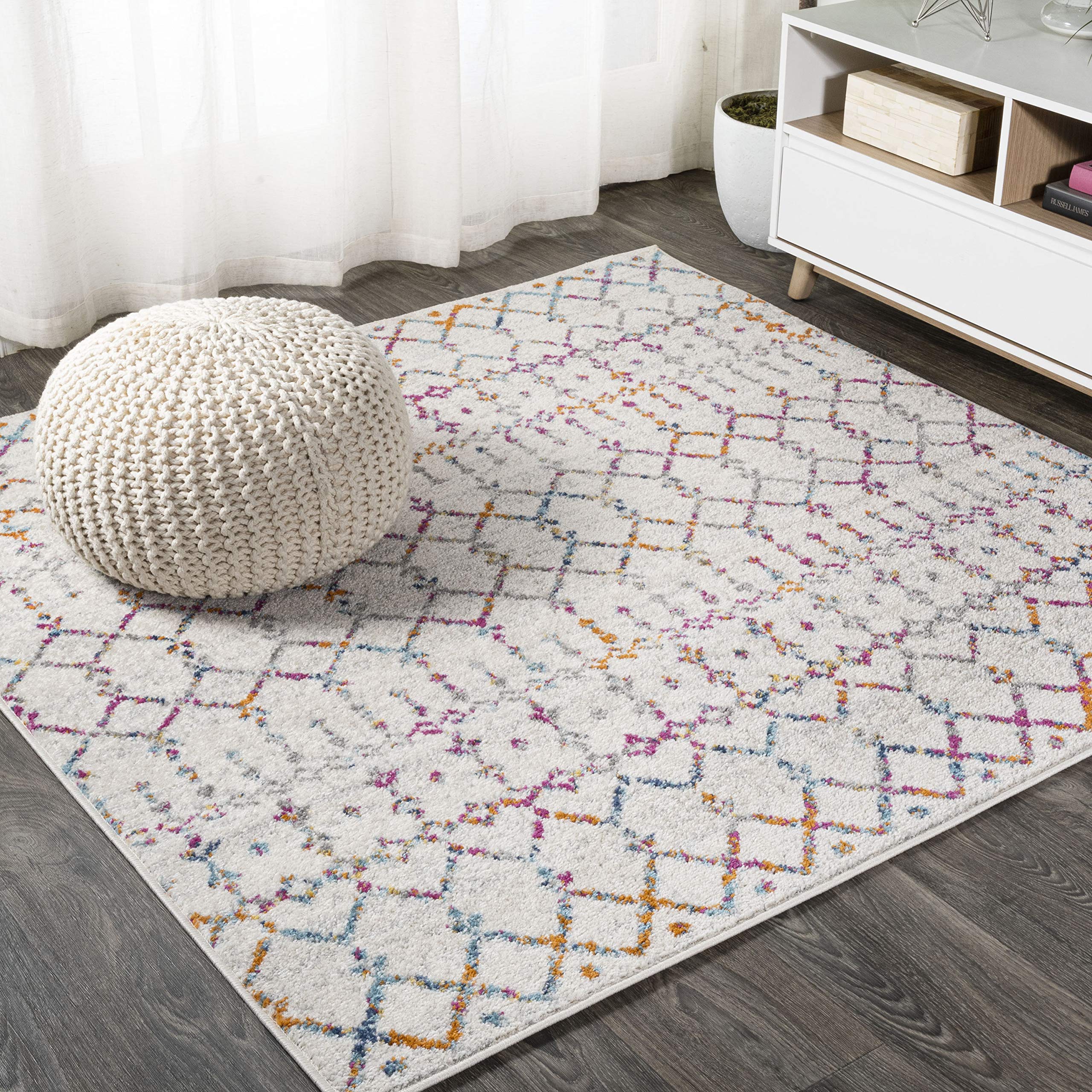 JONATHAN Y MOH101E-5SQ Moroccan Hype Boho Vintage Diamond Indoor Area-Rug Bohemian Easy-Cleaning Bedroom Kitchen Living Room Non