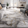 SAFAVIEH Craft Collection Area Rug - 8 Square, Grey & Gold, Modern Abstract Design, Non-Shedding & Easy Care, Ideal for High Tr