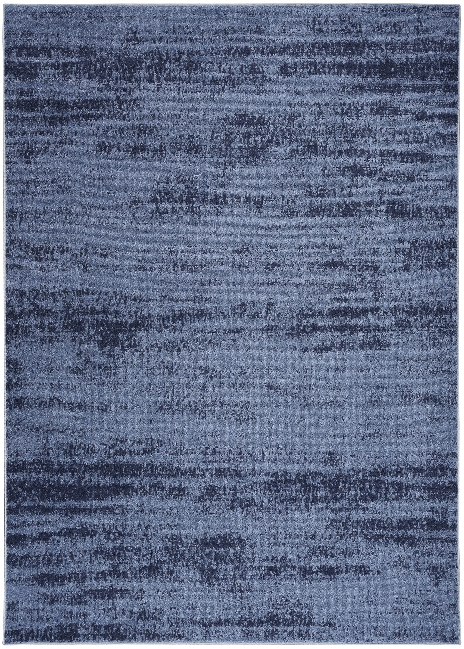 Nourison Essentials Indoor/Outdoor Solid Abstract Denim 5' X 7' Area Rug, Easy Cleaning, Non Shedding, Bed Room, Living Room, Dining Room, Backyard, Deck, Patio (5X7)