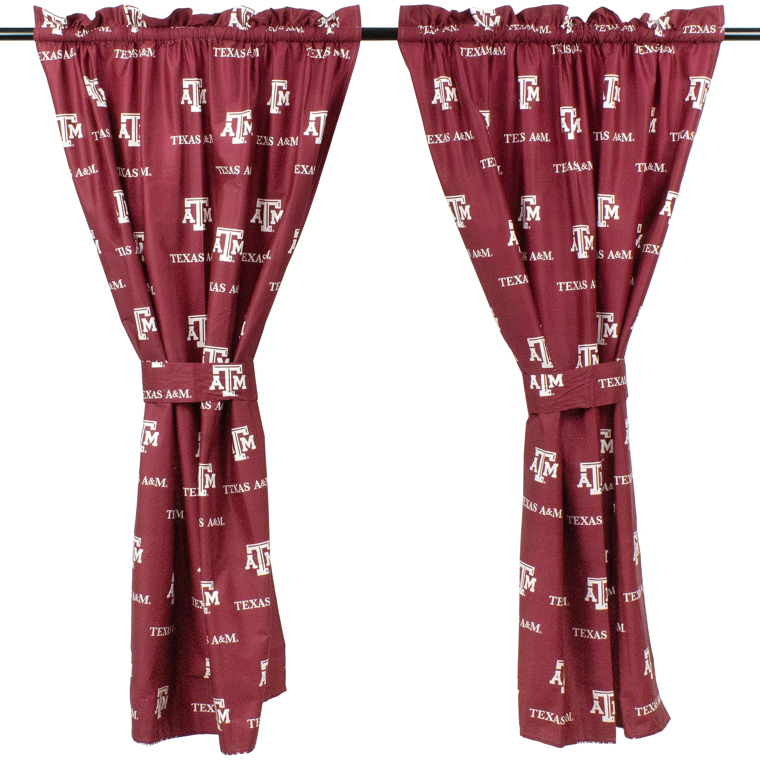 College Covers Everything Comfy Texas A&M Aggies Curtain Panel Set, 2 Panels, 2 Matching Tie Backs, 42 Inches Wide By 63 Inches