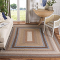 SAFAVIEH Braided Collection Area Rug - 7 Square, Brown & Multi, Handmade, Indoor/Outdoor & Washable, Ideal for Patio, Backyard,