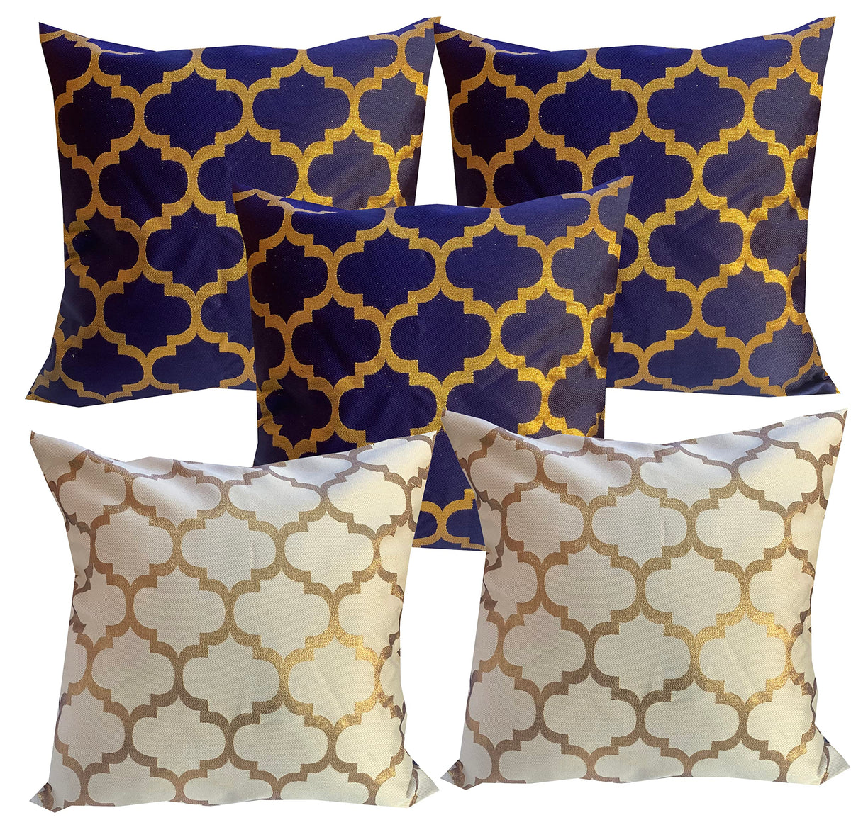 Vireo Dupian Jacquard Multi Colour Throw Pillow Covers/Cushion Covers  12X12 Inch Set Of 5Blue