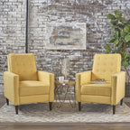 GDFStudio Christopher Knight Home Mervynn 2-Pcs Mid-Century Modern Fabric Recliners, Muted Yellow & Dark Espresso