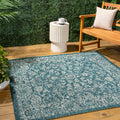 Jonathan Y Smb100C-5Sq Tela Bohemian Textured Weave Floral Teal/Gray 5' Square Indoor/Outdoor Area Rug, Pet Friendly, Non-Sheddi