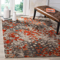 SAFAVIEH Monaco Collection Area Rug - 8 x 10, Grey & Orange, Boho Chic Abstract Watercolor Design, Non-Shedding & Easy Care, I
