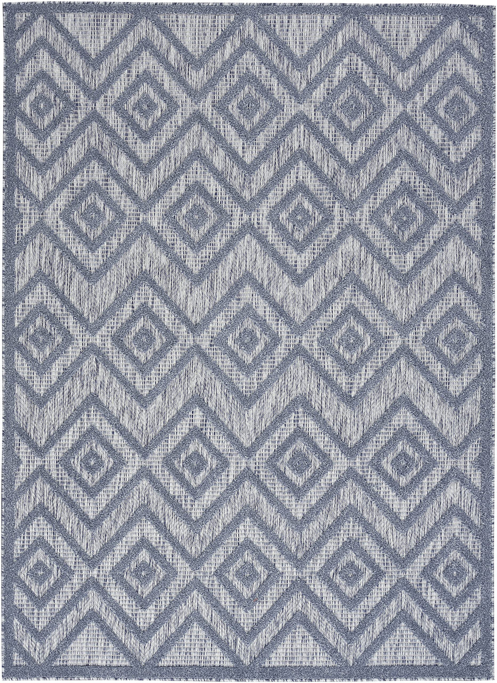 Nourison Versatile Indoor/Outdoor Denim Blue 5' X 7' Area Rug, Easy Cleaning, Non Shedding, Bed Room, Living Room, Dining Room, Deck, Backyard, Patio, High Traffic Area (5X7)