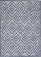 Nourison Versatile Indoor/Outdoor Denim Blue 5' X 7' Area Rug, Easy Cleaning, Non Shedding, Bed Room, Living Room, Dining Room, Deck, Backyard, Patio, High Traffic Area (5X7)