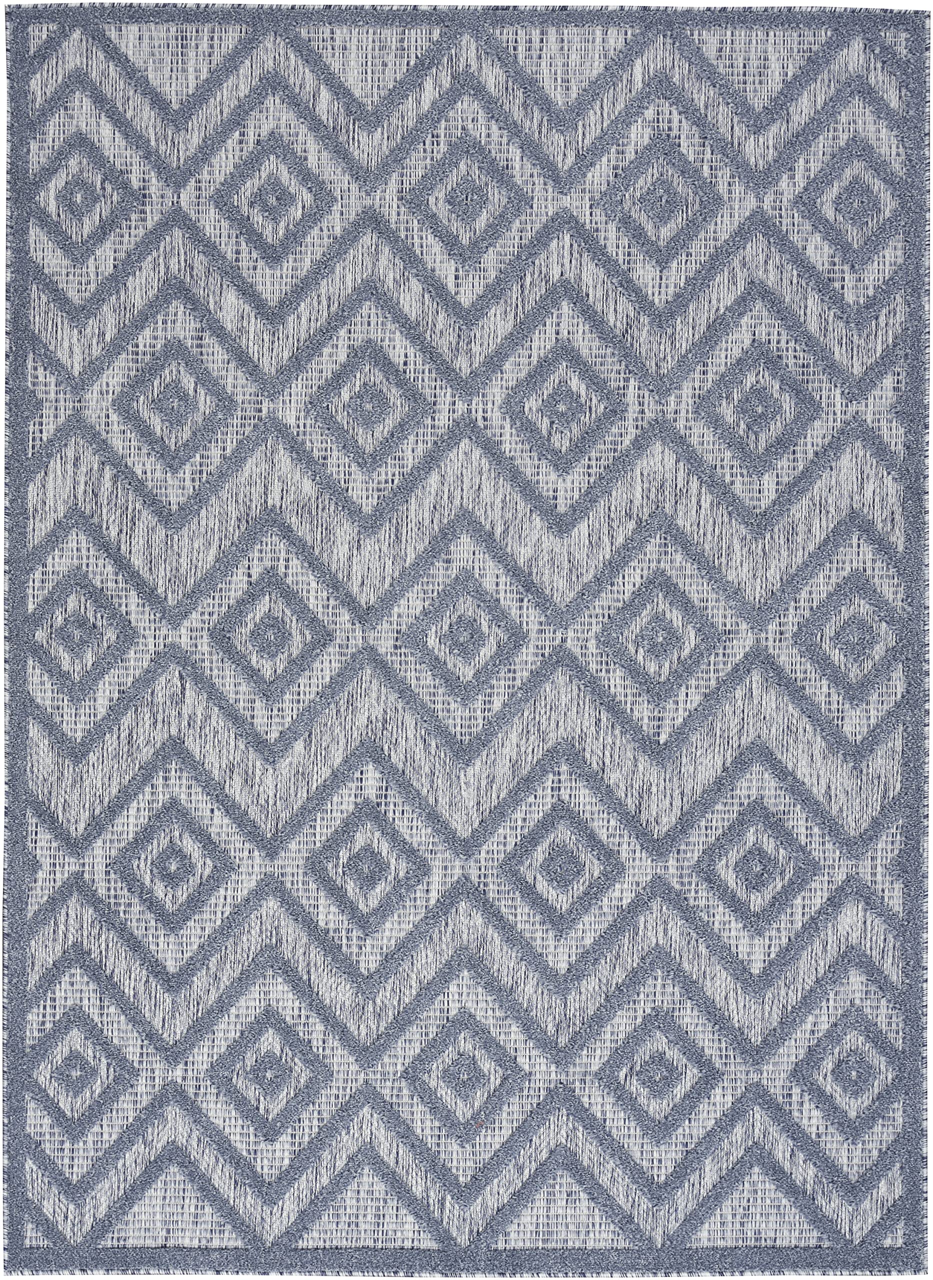 Nourison Versatile Indoor/Outdoor Denim Blue 6' X 9' Area Rug, Easy Cleaning, Non Shedding, Bed Room, Living Room, Dining Room, Deck, Backyard, Patio, High Traffic Area (6X9)