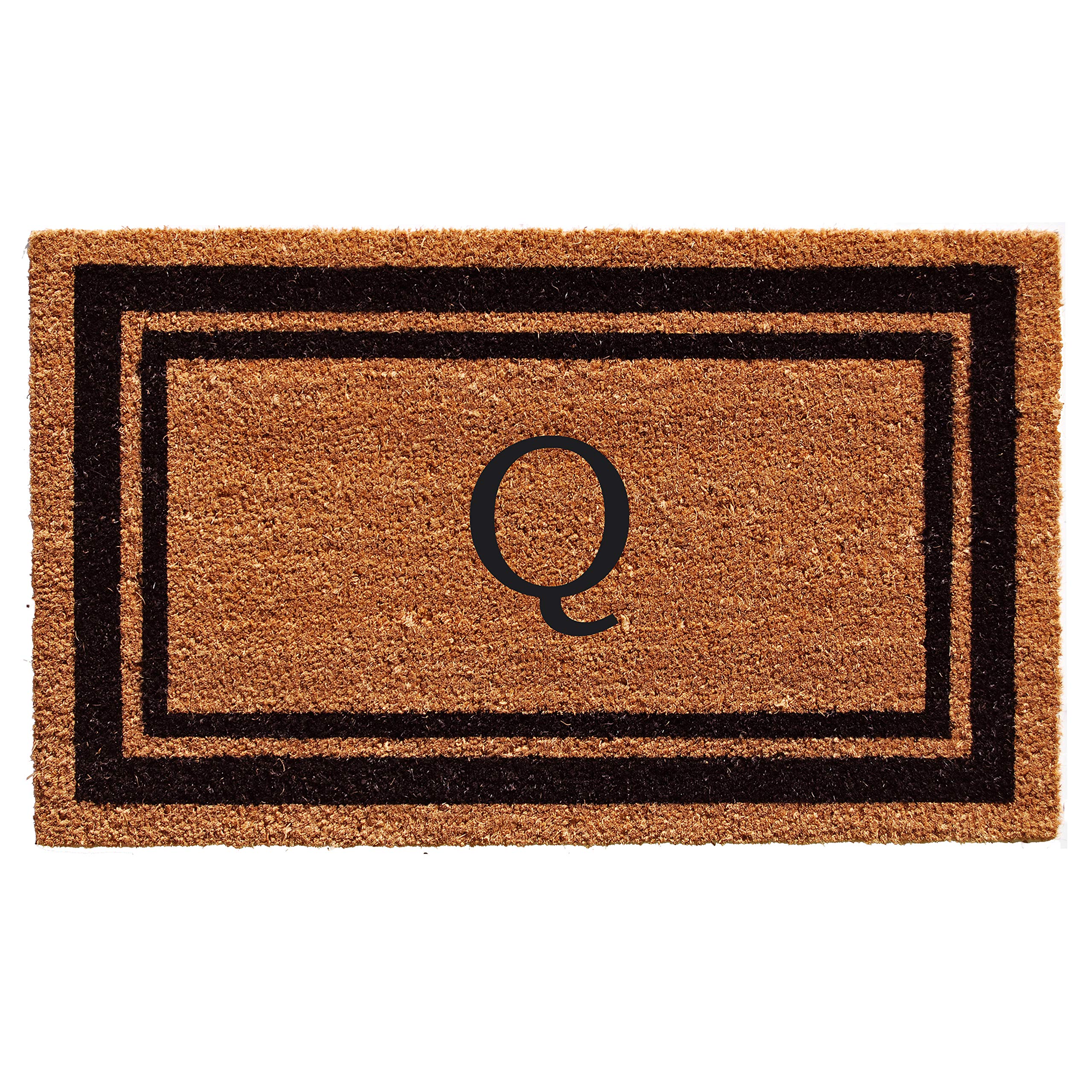 Calloway Mills 152961830Q Black Border 18' X 30' Monogram Doormat, (Letter Q)
