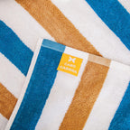 Arkwright Cabo Chaise Lounge Cover - Pack Of 2 - Striped Soft Cotton Cabana Towel With Pocket Holder For Beach Pool Outdoor Chair, 30 X 85 In., Royal Blue/Caf?Ole