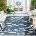 Safavieh Courtyard Collection 7'1' Square Blue/Beige Cy6012 Indoor/ Outdoor Waterproof Easy Cleaning Patio Backyard Mudroom Are