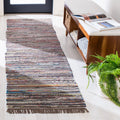 SAFAVIEH Rag Rug Collection Accent Rug - 23 x 5, Rust & Multi, Handmade Boho Stripe Cotton, Ideal for High Traffic Areas in En